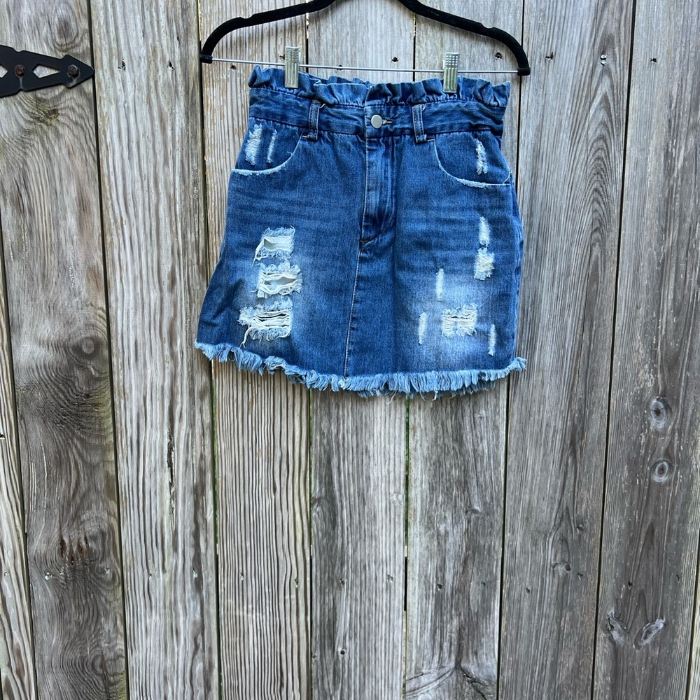 HAYDEN Distressed Paperbag Denim Skirt Women’s Small - Picture 6 of 14